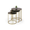 BELLA SWAN lot de 3 tables gigognes rondes bronze & miroir - Yuvarlak 3'lü zigon sehpalar bronz & cam
