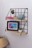 MUDESA Étagère murale à 2 étages et à grille métallique